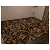 Large Brown and Beige Floral Geometric Area Rug