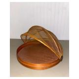 Woven Bamboo Food Cover with Mesh Dome and Tray