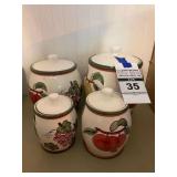 Preferred Stock Kitchenware Ceramic Fruit Canisters Set of 4