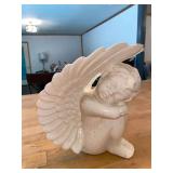 Ceramic Sleeping Angel Figurine with Wing Details
