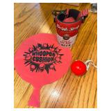Koozie, Whoopie Cushion, and Red Clown Nose