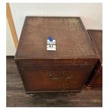 Woven Rattan Storage Trunk with Hinged Lid and Bun Feet