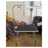 Folding Pet Grooming Table with Adjustable Arm and Leash Clamp