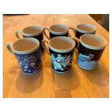 Set of Six Coca-Cola Polar Bear Ceramic Mugs