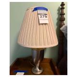 Brushed Metal Table Lamp with Pleated Shade