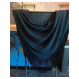 Black Lace and Fringe Shawl Wrap