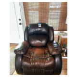 Dark Brown Leather Recliner Chair with Manual Lever