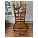 Wooden Ladder-Back Chair with Cane Seat and Turned Finials
