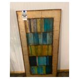 Large Abstract Block Painting in Teal and Olive