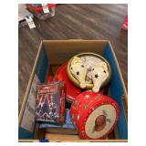 Assorted Christmas Lot with Decor, Clock, Ornaments, and Games