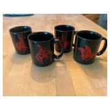 Set of 4 Marlboro Black Ceramic Coffee Mugs with Red Cowboy Graphic