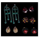 Signed Designer Clip Rhinestone Earrings