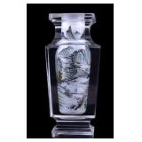 Reverse Painted Signed Asian Glass Vase