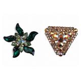 Multi-Colored Rhinestone Brooches (2)
