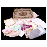 Vintage Linens & Knitted Purse