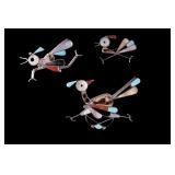 Three "Zuni" Early Signed Road Runner Pins