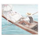 Large Acrylic Decorative Painting, Signed