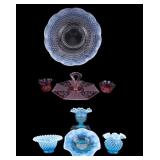 Antique Blue & White Opalescent Glass