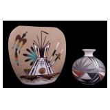 Acoma Pottery Jar Signed Victorino, Sand Art Vase