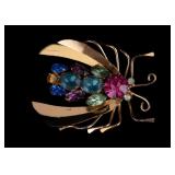 Vintage Sterling Coro Rhinestone Bug Pin