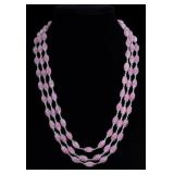 Pink Art Glass Bead Multi-Strand Flower Necklace