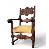 Antique Jacobean Style Carved Arm Chair