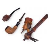Vintage Head, Dog, & Meerschaum Pipes (3)