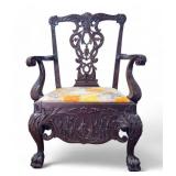 Antique Heavily-Carved Floral Chair