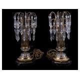 Vintage Waterfall Crystal Dresser Lamps Pair