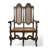 Jacobean Style Cane Seat Wide Hall Bench