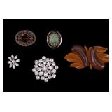 G.F, Vintage Rhinestone, Bakelite Brooches
