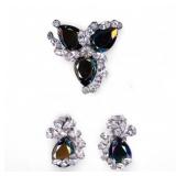 Weiss Rhinestone Brooch & Clip-On Set
