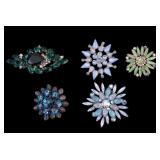 Rhinestone Floral Brooches