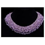 Chunk Amethyst Bead Lace Necklace