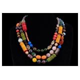 Sterling Natural Stone Crystal Bead Necklace