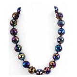 14K Gold Faceted Carnival Glass Necklace