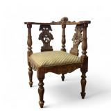 Antique Highly-Carved Cherub Corner Chair