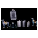 Vintage Bottles, Flasks, & Cloisonne Horses