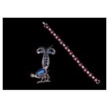 Vintage Trifari Rhinestone Bracelet & Pin