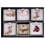 Napier Enamel Rhinestone Figural Brooches (5)