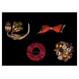 Vintage Bakelite, Rhinestone Artistic Brooches
