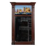 Antique Trumeau Mirror with Reverse Painting