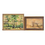 Framed Watercolor and Gouache Landscapes (2)