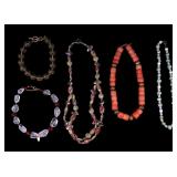 Coral, Glass, Jade Beaded Jewelry