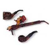 Vintage Two Heads, Bull, & Rok Root Pipes (3)