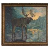 Vintage Moose Acrylic Painting