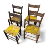 Antique Rush Seat Chairs (Set of 4)