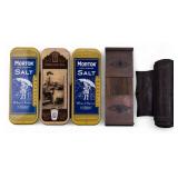 Antique Tin Candle Box & Book Rack