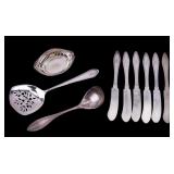 Sterling Silver Knives, Server, Ladle & Nut Cup