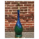 Vintage Blue to Green Drip Glaze Lamp